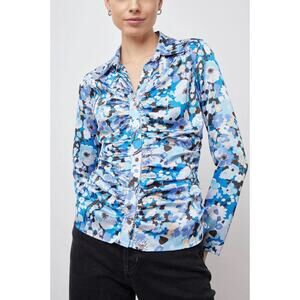 Rails Womens Lisa Top in Blue Zinnia Button Up Y2K Fashion Floral Size Small